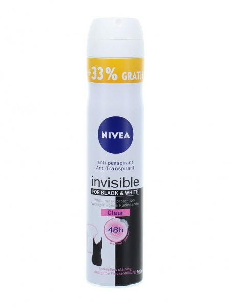Nivea Deodorant spray, Femei, 200 ml, Invisible for Black & White, Clear [1]
