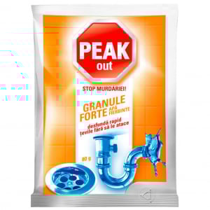 Soluții desfundat țevi - Peak Out Granule desfundat tevi, apa fierbinte, 80 g