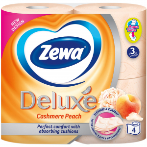 Hârtie igienică - Zewa Hartie igienica, 3 straturi, 4 role, Deluxe Cashmere Peach