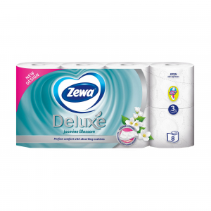 Hârtie igienică - Zewa Hartie igienica, 3 straturi, 8 role, Deluxe Jasmine Blossom