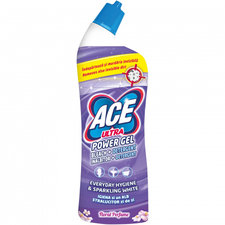 Dezinfectanți WC - Ace Inalbilor si degresant WC, 750 ml, Ultra Power Gel Floral