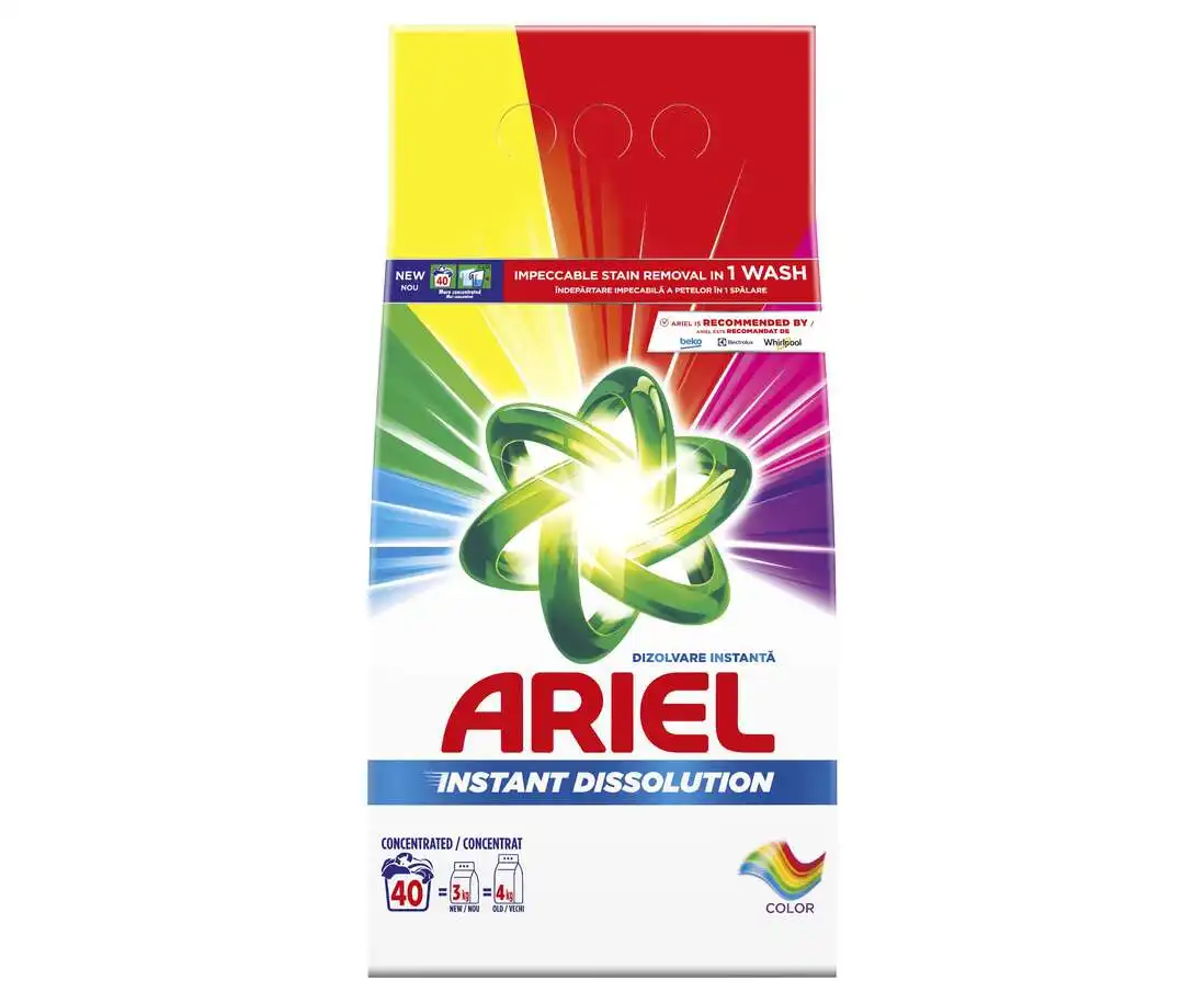 Detergent rufe pudră - Ariel Detergent automat, 3 kg, 40 spalari, Color