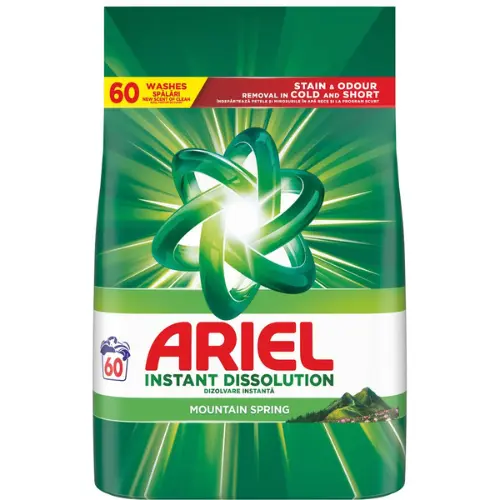 Detergent rufe pudră - Ariel Detergent automat, 3.9 kg, 60 spalari, Mountain Spring