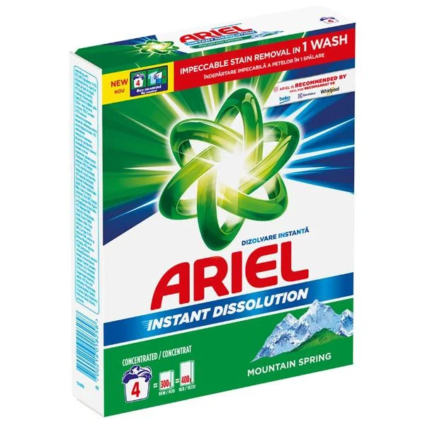 Detergent rufe pudră - Ariel Detergent automat, 300 g, 4 spalari, Mountain Spring