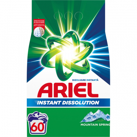 Detergent rufe pudră - Ariel Detergent automat, 4.5 kg, 60 spalari, Mountain Spring