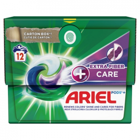 Detergent rufe capsule - Ariel Detergent Capsule All in 1 PODS+, 12 buc, Extra Fiber Care