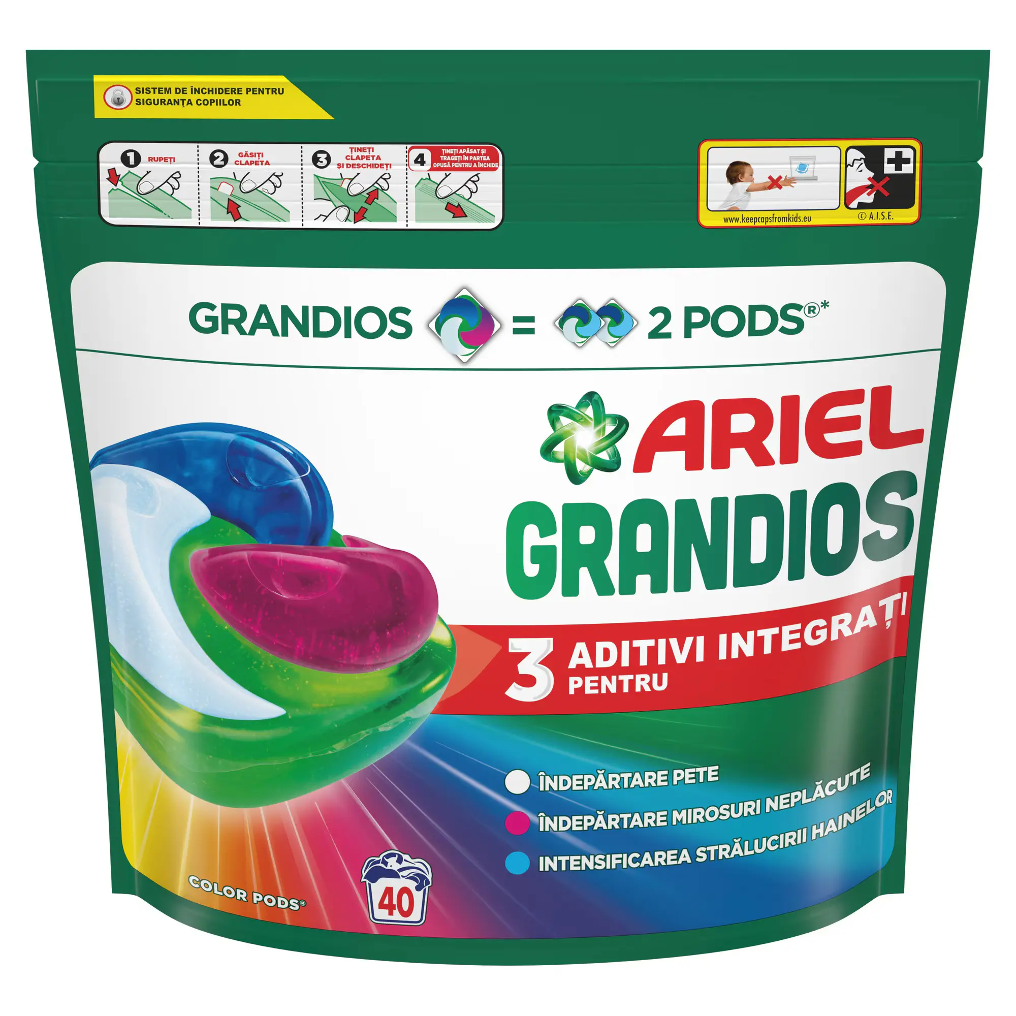 Detergent rufe capsule - Ariel Detergent Capsule Grandios All in 1 PODS, 40 buc, Color