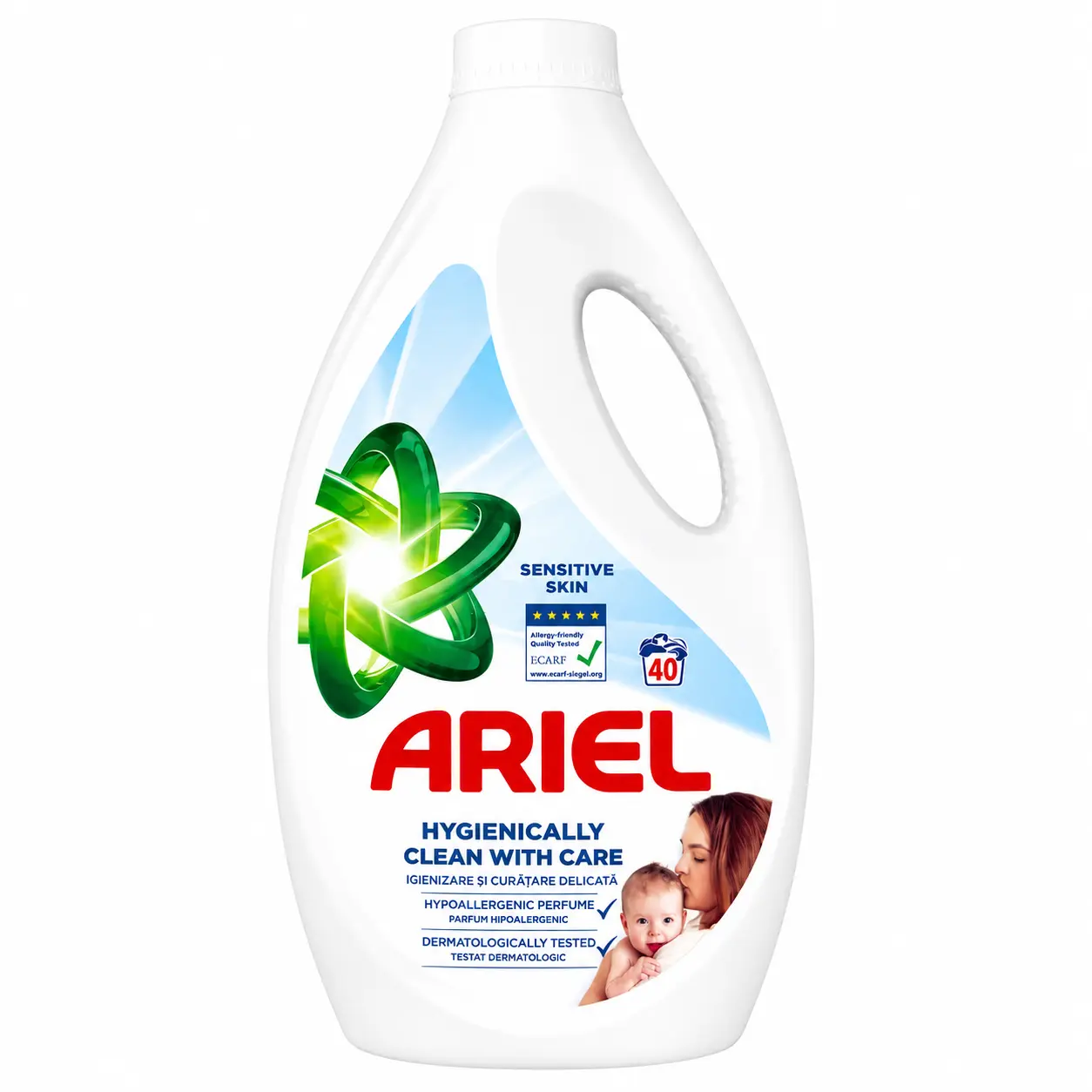 Detergent rufe lichid - Ariel Detergent lichid, 1.8L, 40 spalari, Sensitive Skin