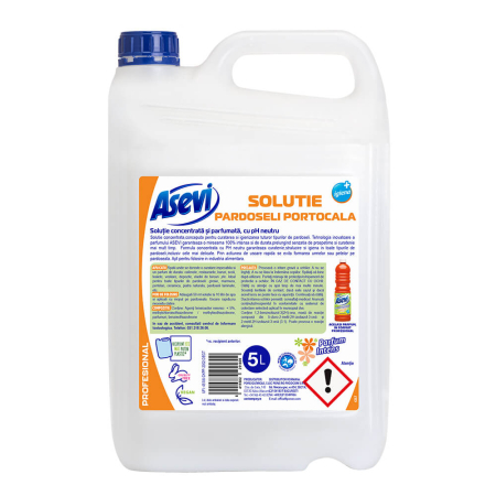 PRODUSE CURĂȚENIE - Asevi Solutie pardoseli, 5L, Profesional Portocala