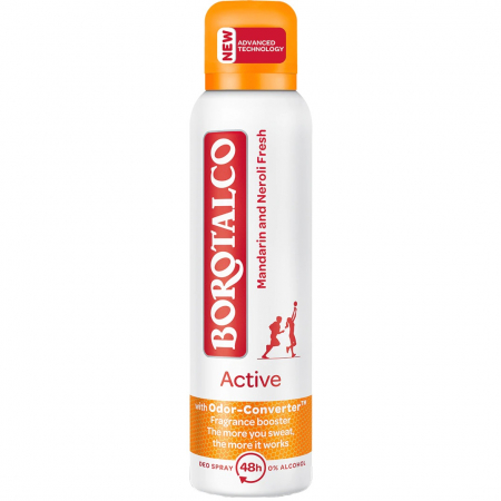 Spray - Borotalco Deodorant spray, Unisex, 150 ml, Active Mandarine & Neroli Fresh