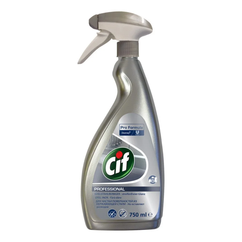 Detergenți diverse suprafețe - Cif Solutie pentru Otel si Inox, cu pompa, 750 ml, Professional