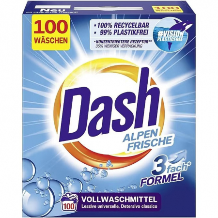 Detergent rufe pudră - Dash Detergent automat, 6 kg, 100 spalari, Alpen Frische