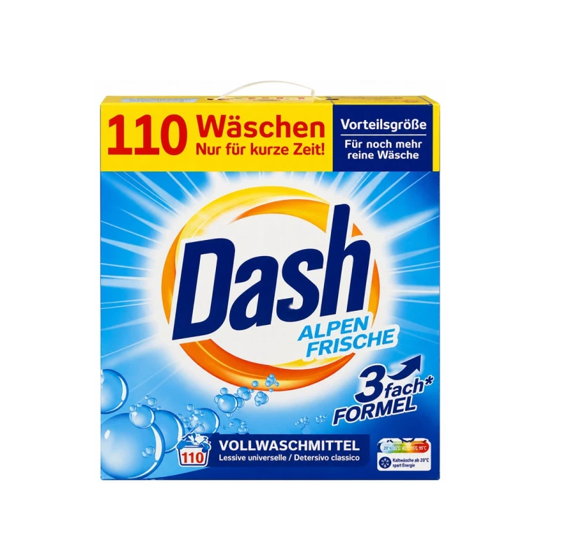 Detergent rufe pudră - Dash Detergent automat, 5.5 kg, 110 spalari, Alpen Frische