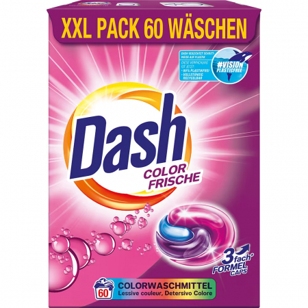 Detergent rufe capsule - Dash Detergent capsule 3in1, 60 buc, Color Frische