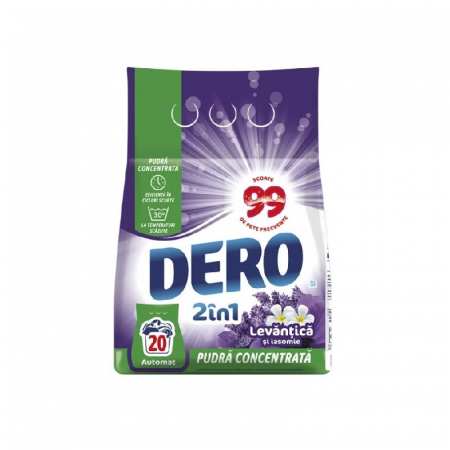 Detergent rufe pudră - Dero Detergent automat, 1.5 kg, 20 spalari, 2in1 Levantica si Iasomie