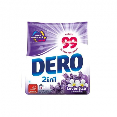 Detergent rufe pudră - Dero Detergent manual, 400 g, 8 spalari, 2in1 Levantica si Iasomie