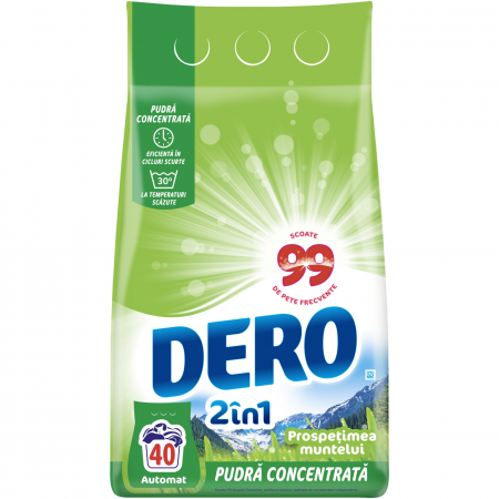 Detergent rufe pudră - Dero Detergent automat, 3 kg, 40 spalari, 2in1 Prospetimea muntelui