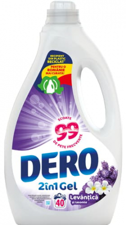 Detergent rufe lichid - Dero Detergent lichid, 2 L, 40 spalari, Levantica si Iasomie
