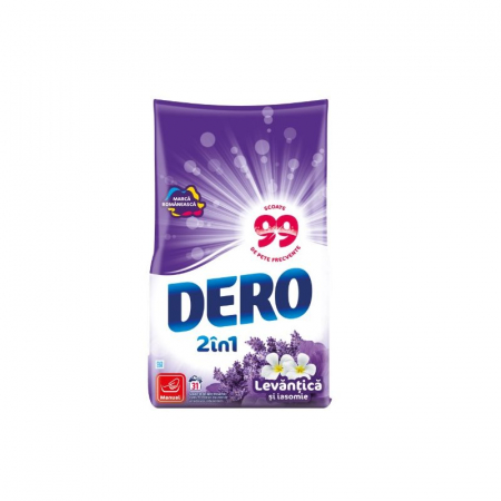 Detergent rufe pudră - Dero Detergent manual, 1.4 kg, 31 spalari, 2in1 Levantica si Iasomie