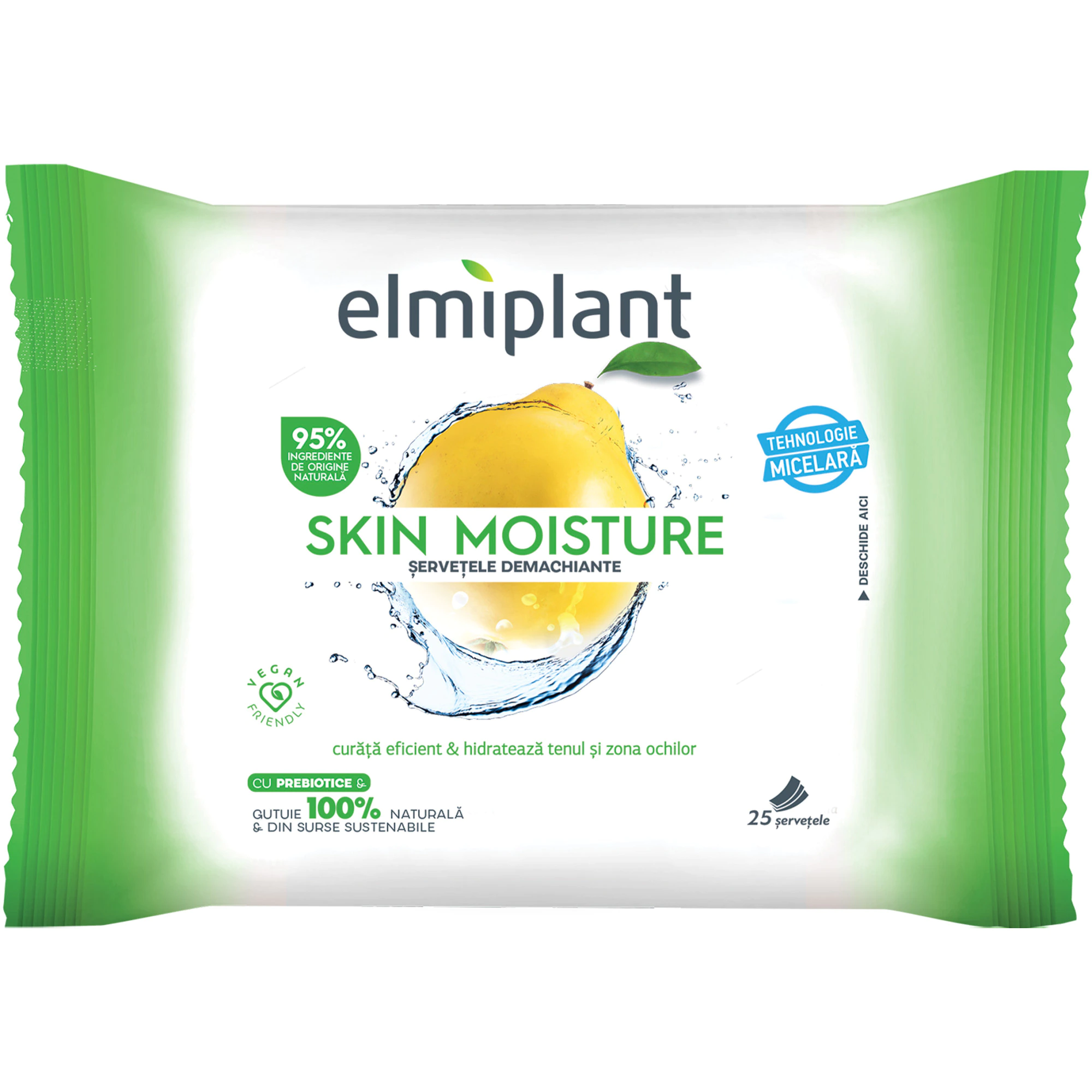 Șervețele demachiante - Elmiplant Servetele demachiante, 25 buc, Skin Moisture, Gutuie