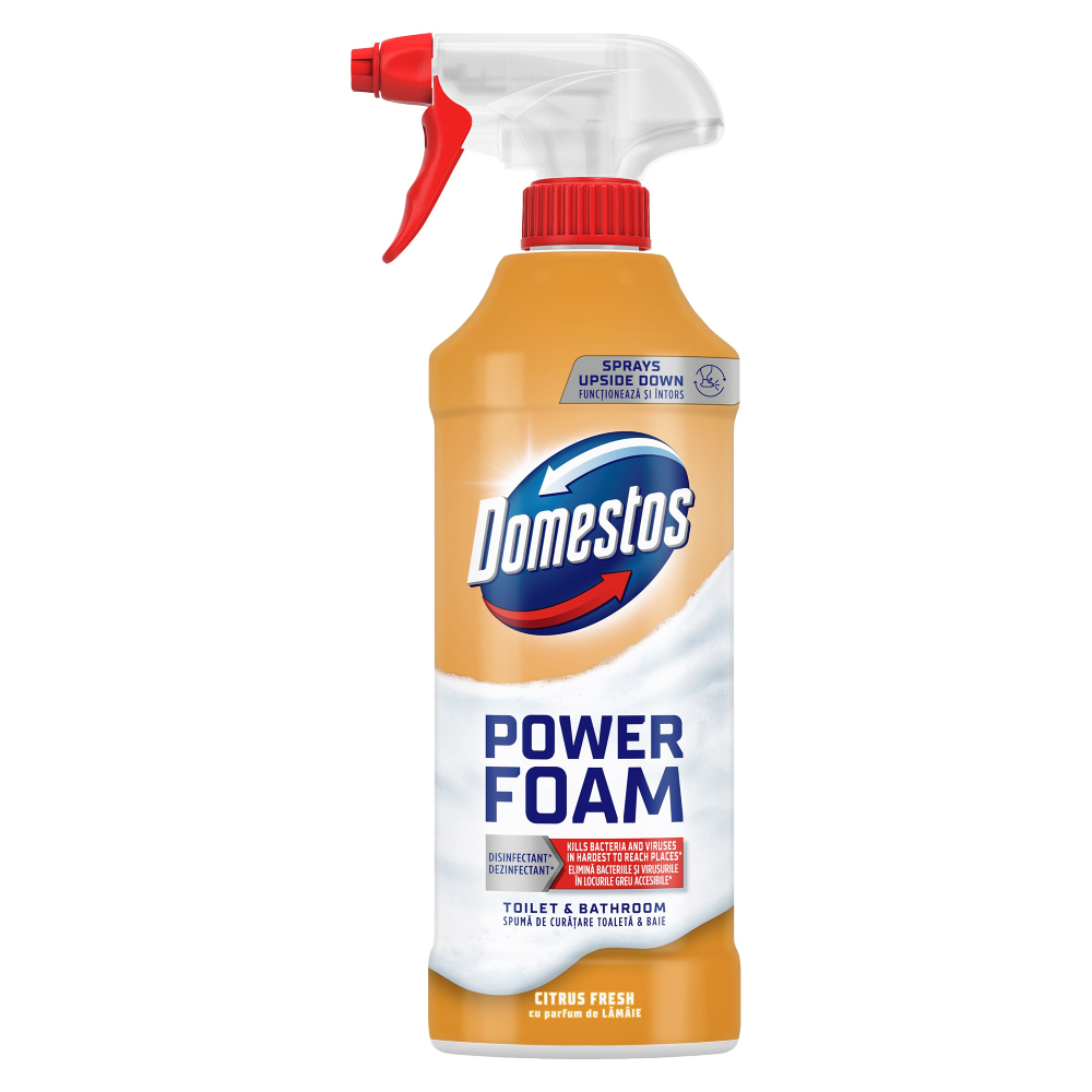 PRODUSE CURĂȚENIE - Domestos Solutie spuma pentru curatat baia, 435 ml, Power Foam Citrus Fresh