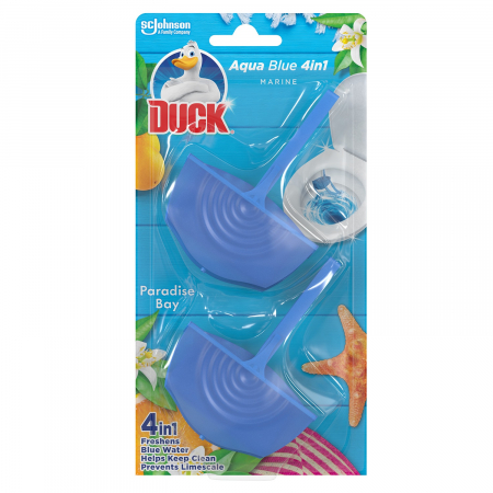 Odorizanți WC - Duck Odorizant WC, 2 x 36 g, 4 in 1 Aqua Blue Marine Paradise Bay