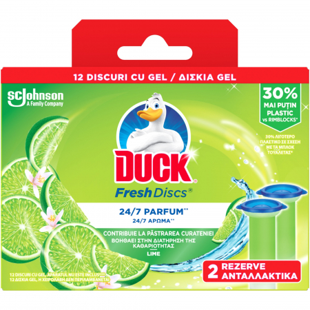Odorizanți WC - Duck Odorizant WC, rezerva, 12 discuri, Fresh Discs Lime