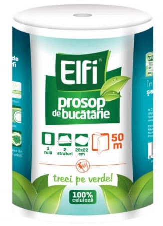 Prosoape de hârtie și șervețele - Elfi Prosop hartie, 2 straturi, 1 rola, 50 m