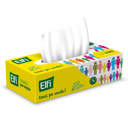 Prosoape de hârtie și șervețele - Elfi Servetele cutie, 2 straturi, 150 buc, Family