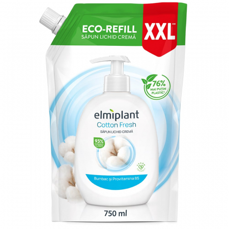 Săpun - Elmiplant Rezerva sapun lichid, 750 ml, Cotton Fresh