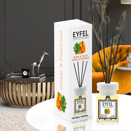 Odorizanți - Eyfel Odorizant de camera, cu betisoare, 120 ml, Amber & Pachouli