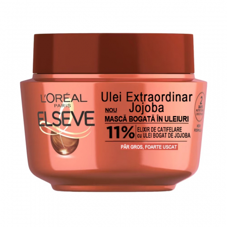 Îngrijirea părului - L'Oréal Elseve Masca de par, 300 ml, Ulei Extraordinar Jojoba, pentru par foarte uscat