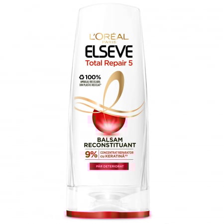 Balsam de păr - L'Oréal Elseve Balsam, 400 ml, Total Repair 5, pentru par deteriorat