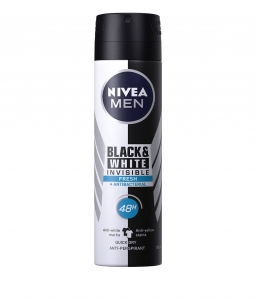 Spray - Nivea Deodorant spray, Barbati, 150 ml, Invisible Black and White Fresh
