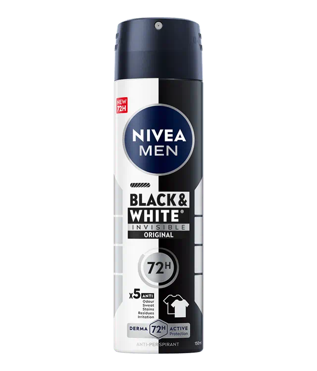 Spray - Nivea Deodorant spray, Barbati, 150 ml, Invisible Black and White Original