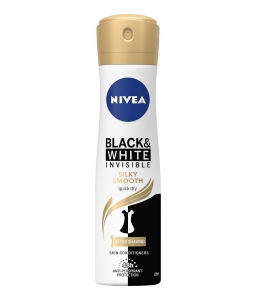 Spray - Nivea Deodorant spray, Femei, 150 ml, Invisible Black and White Silky Smooth