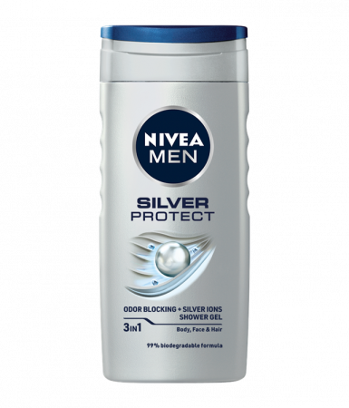 Gel de duș - Nivea Gel de dus, Barbati, 250 ml, Silver Protect