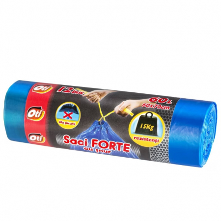 Saci menajeri - Oti Saci menajeri, cu snur, 60 L, 12 buc, Forte