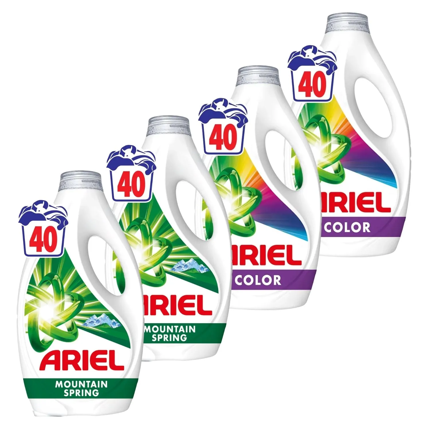 Detergent rufe lichid - Pachet promo 4 x Ariel Detergent lichid, 1.8 L, 40 spalari, Mountain Spring & Color