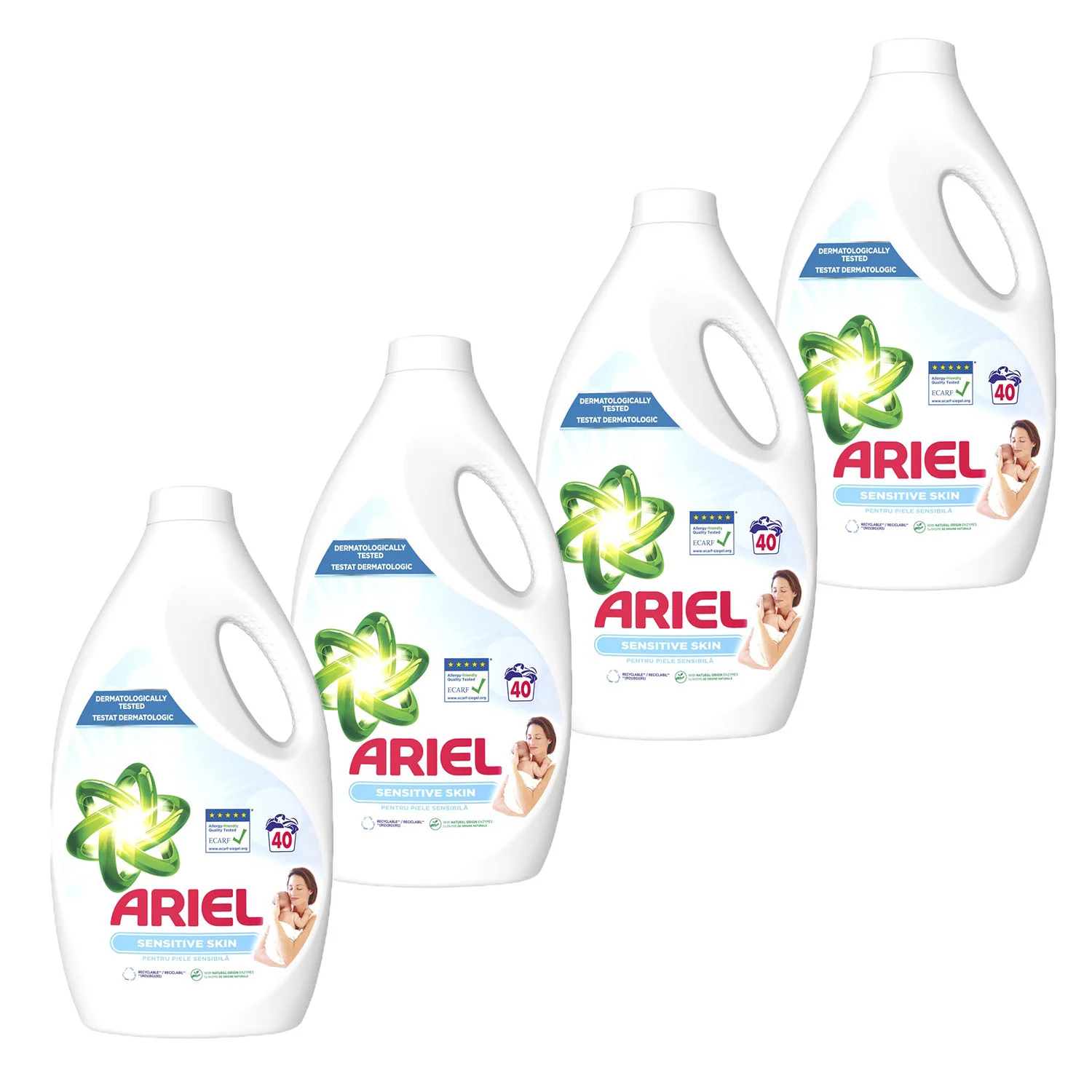 Detergent rufe lichid - Pachet promo 4 x Ariel Detergent lichid, 1.8L, 40 spalari, Sensitive Skin