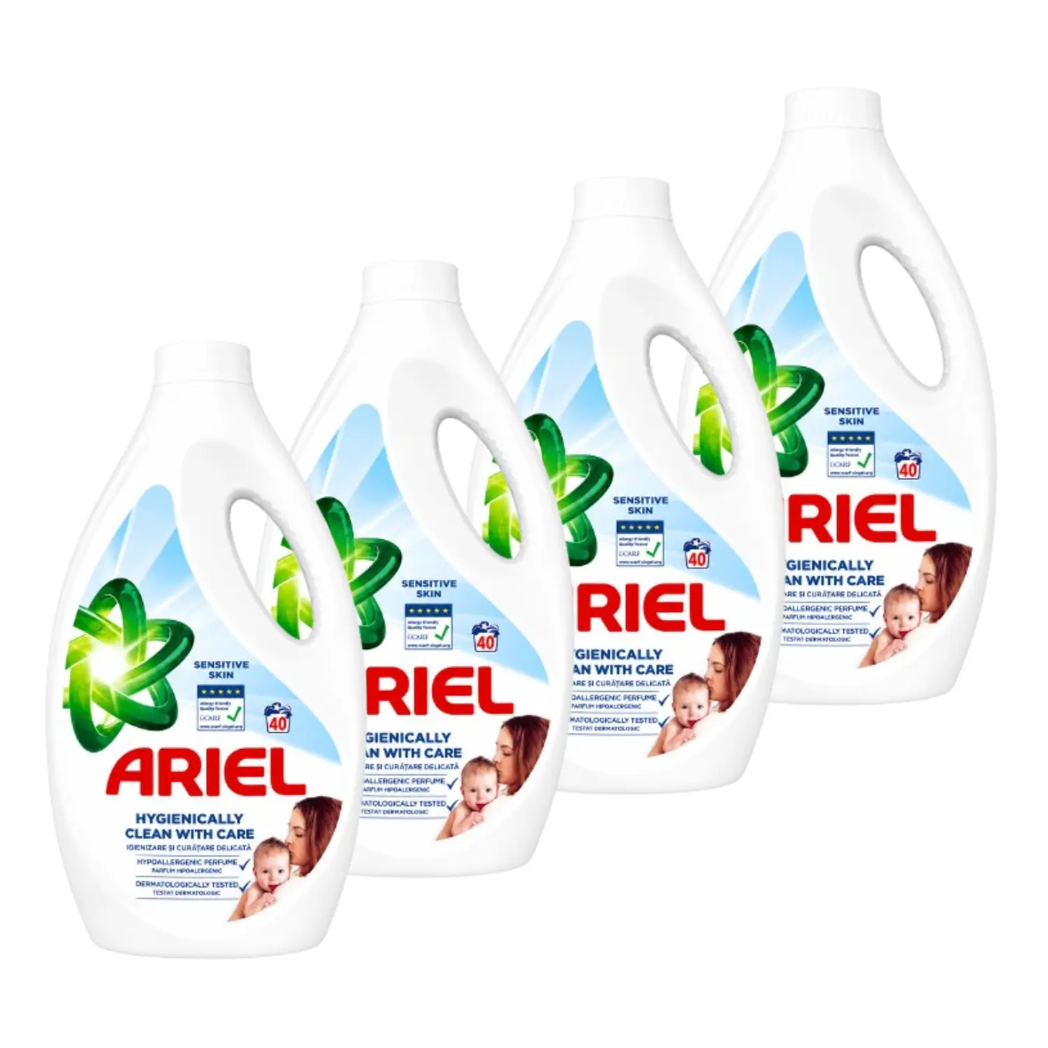 Detergent rufe lichid - Pachet promo 4 x Ariel Detergent lichid, 1.8L, 40 spalari, Sensitive Skin