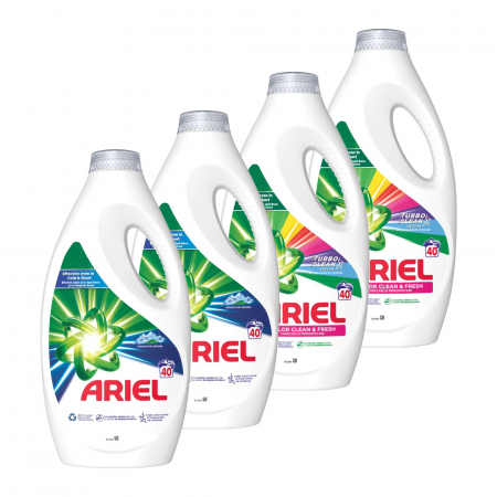 Detergent rufe lichid - Pachet promo 4 x Ariel Detergent lichid, 1.8 L, 40 spalari, Mountain Spring & Color