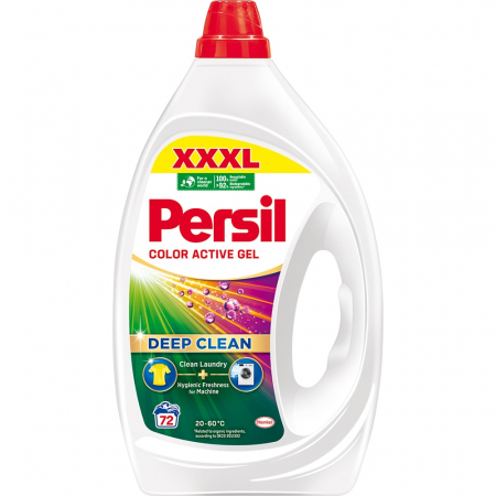 Detergent rufe lichid - Persil Detergent lichid, 3.24 L, 72 spalari, Deep Clean Color Active Gel