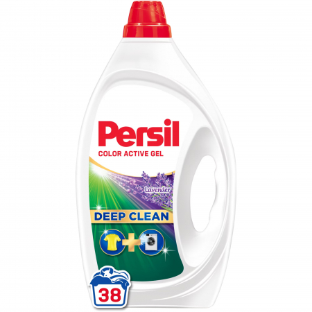 Detergent rufe lichid - Persil Detergent lichid, 1.71 L, 38 spalari, Deep Clean Color Active Gel Lavender
