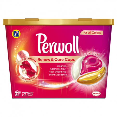 Detergent rufe capsule - Perwoll Detergent capsule, Renew & Care Caps, 27 buc, Color