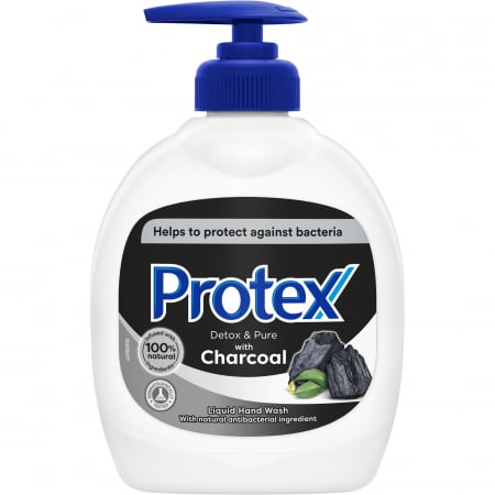 Săpun - Protex Antibacterial Sapun lichid, 300 ml, Detox and Pure witch Charcoal