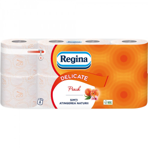 PRODUSE CURĂȚENIE - Regina Peach Hartie igienica, 3 straturi, 8 role