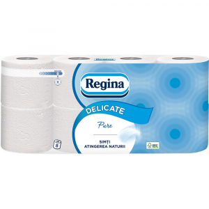 PRODUSE CURĂȚENIE - Regina Pure Hartie igienica, 3 straturi, 8 role