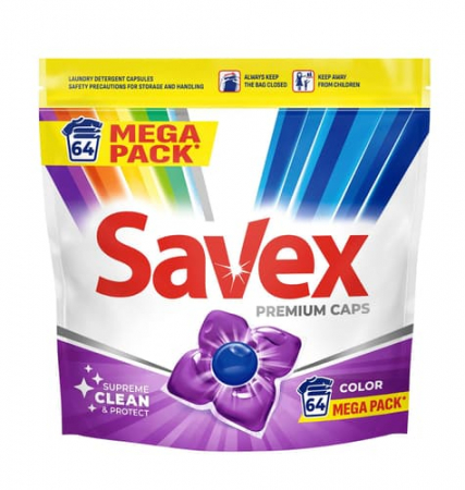 Detergent rufe capsule - Savex Detergent capsule Premium Caps, 64 buc, Color
