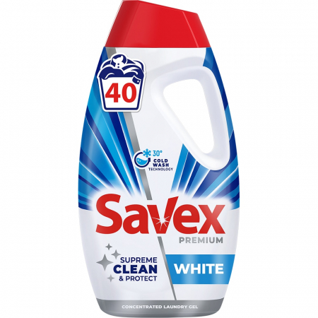 Detergent rufe lichid - Savex Detergent lichid, 1.8 L, 40 spalari, Premium White